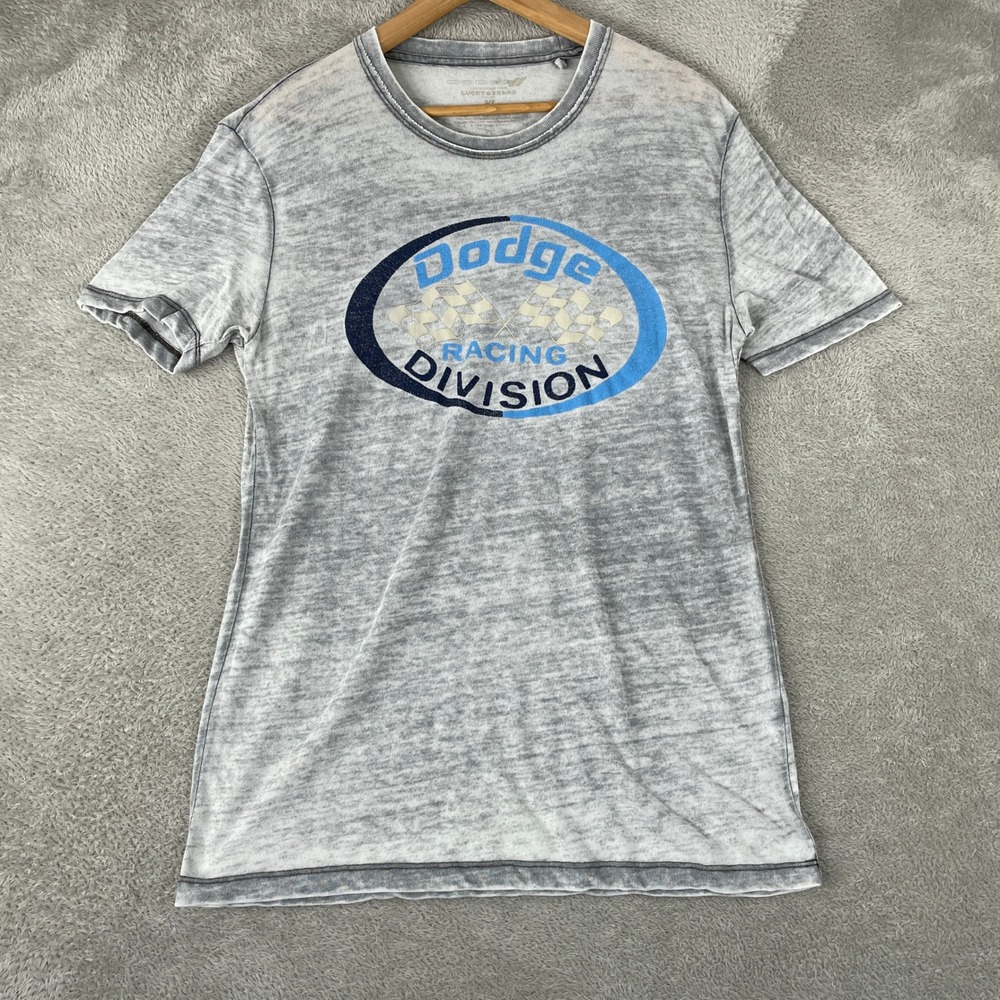 Dodge Racing Division Shirt Mens Small Grey Lucky Brand Burnout Motor Racing
